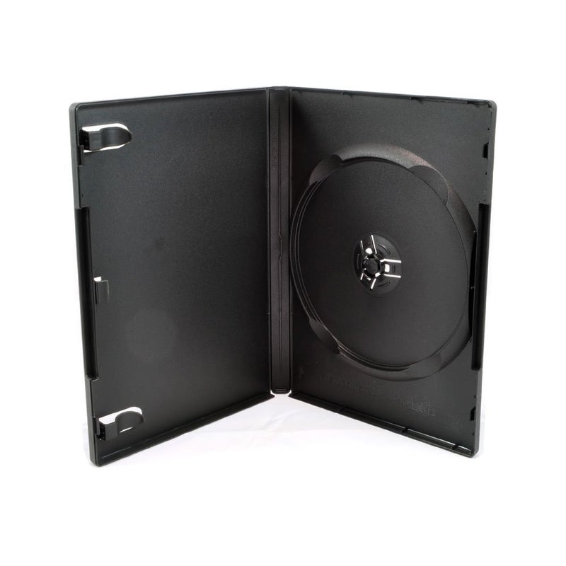 maxtek 25 Pack Maxtek Standard 14mm Black Signle Disc DVD Cases with Outter Clear Sleeve - Image 1